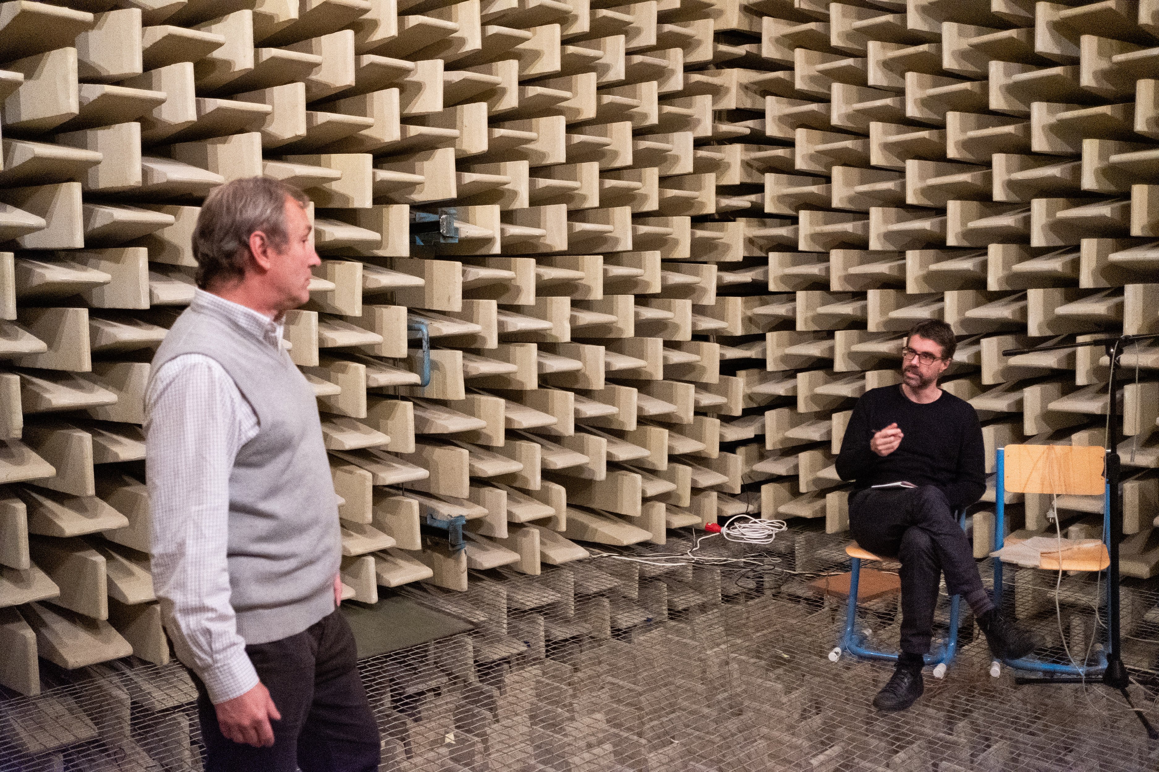 Petr Třešňák a Ondřej Jiříček v mrtvé komoře na ČVUT, listopad 2019
Autor: Matěj Stránský