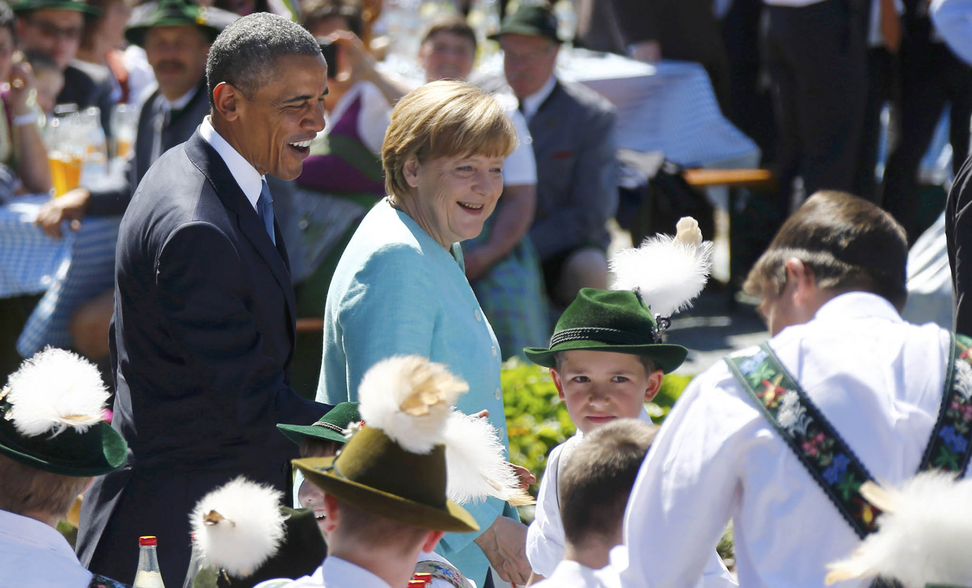 Barack Obama a Angela Merkelová se sešli v Bavorsku.
Autor: Globe Media /  Reuters