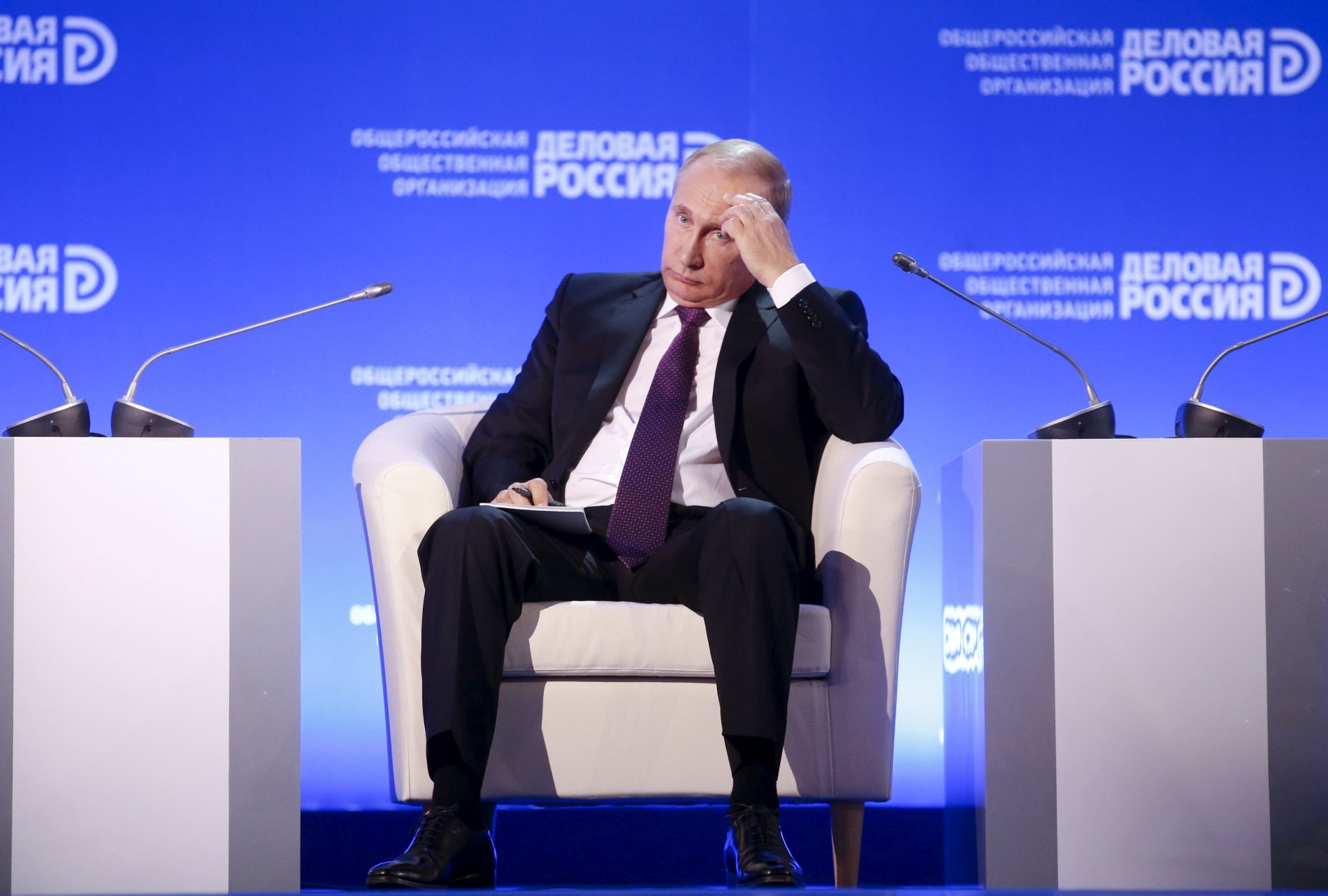 Ruský prezident Vladimir Putin vystoupil před pár dny na byznysovém fóru v Moskvě.
Autor: Globe Media /  Reuters