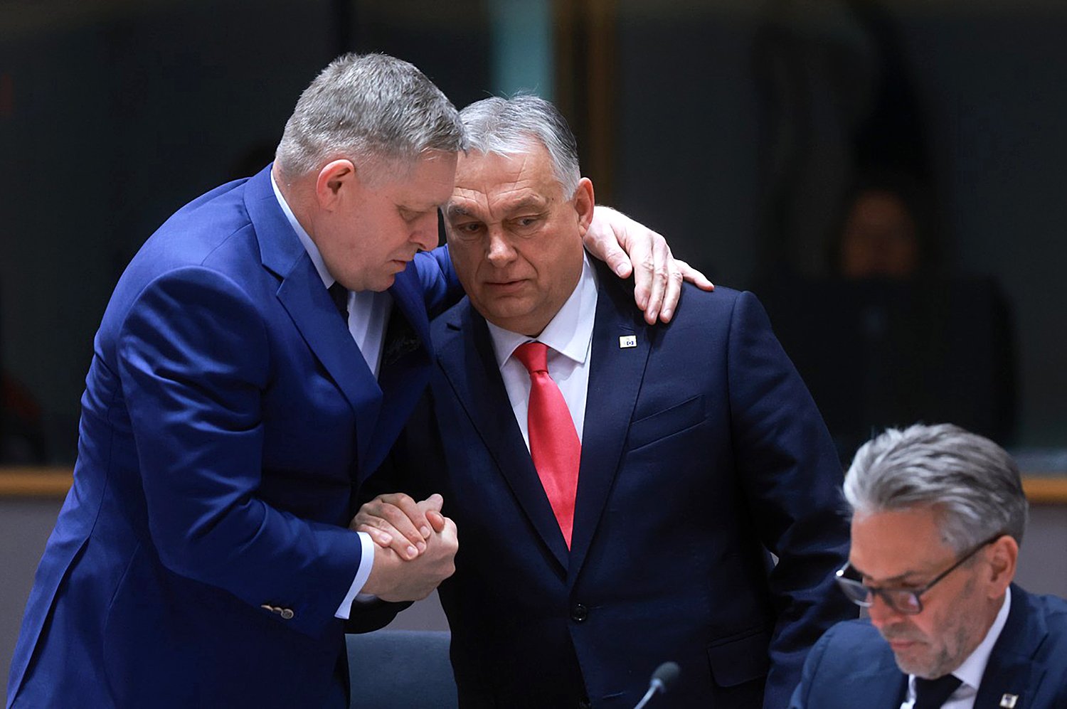 Fico a Orbán na summitu v Bruselu, 20. březen 2025.
Autor: OLIVIER HOSLET / EPA / Profimedia