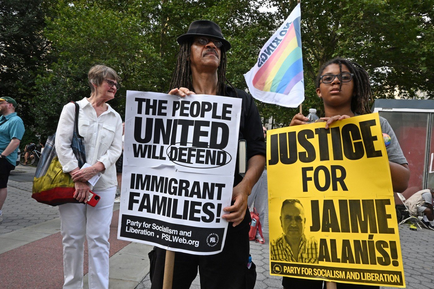 Demonstrace proti Trumpově imigrační politice; New York, červenec 2025