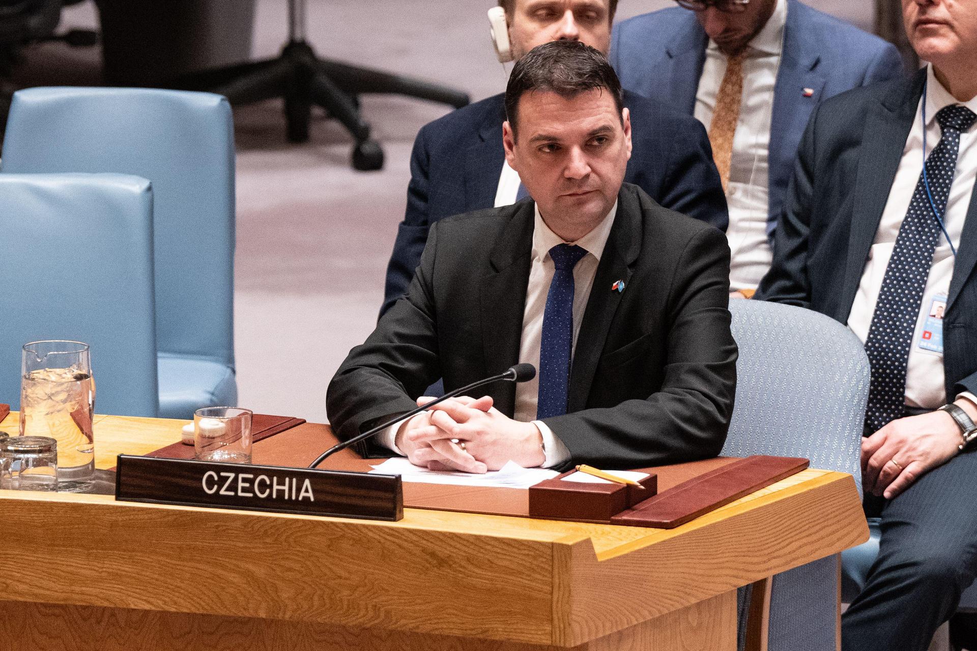 Petr Macinka, Deputy Prime Minister and Minister for Foreign Affairs attends Security Council meeting on Ukraine on 4th anniversary of full scale Russian invasion at UN Headquarters in New York, NY on February 24, 2026.