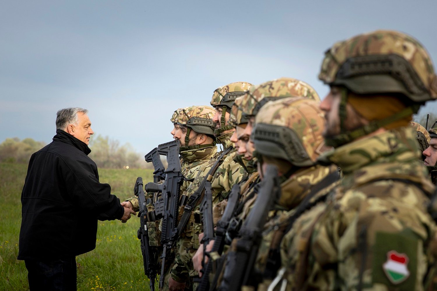 Hungarian Prime Minister Viktor Orban inspects military protection of the TurkStream