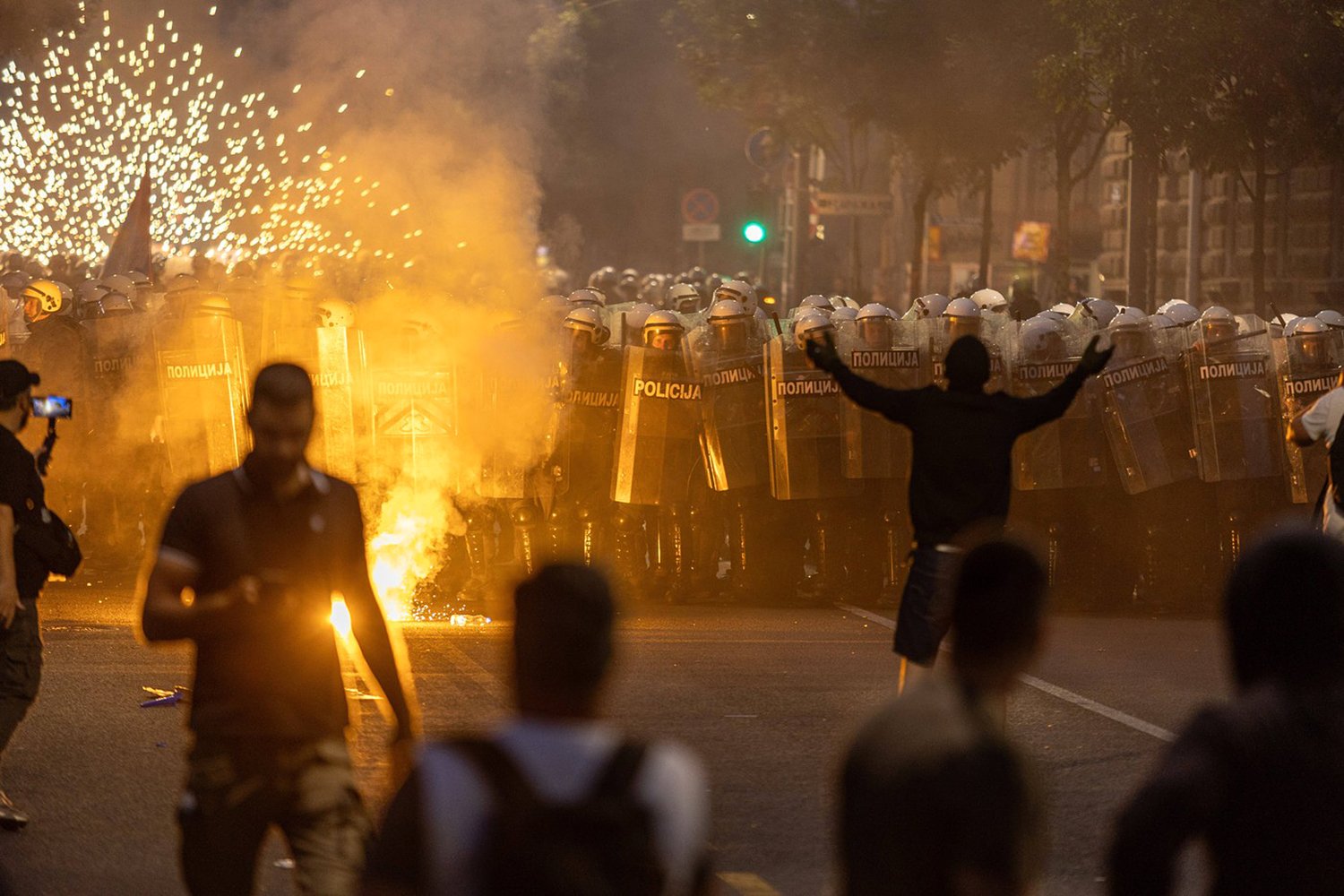 Belgrade, Serbia: Student protest against the government of Aleksandar Vucic "You and I, Slavija".