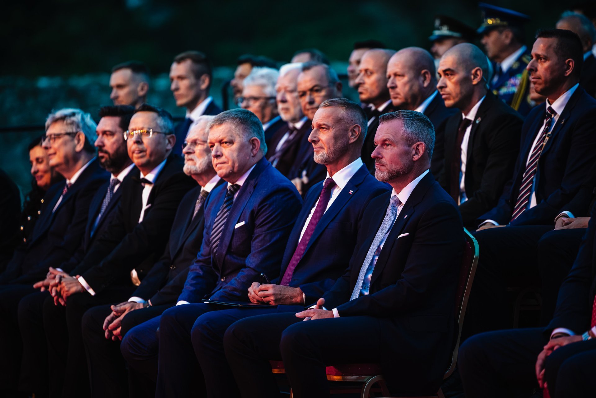Slovenští ústavní činitelé při oslavách příchodu Cyrila a Metoděje na Děvíně.