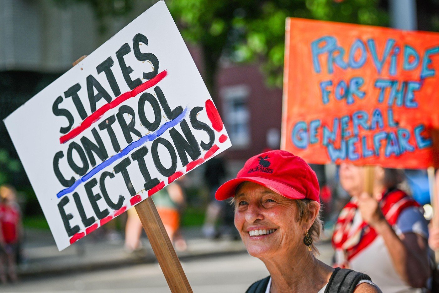 Montpelier, Vermont, USA, 3 July, 2026. Pro US Constituion marchers during the 2026 July 4th parade (always held July 3) in Montpelier, VT, USA. John C. Lazenby/Alamy Live News