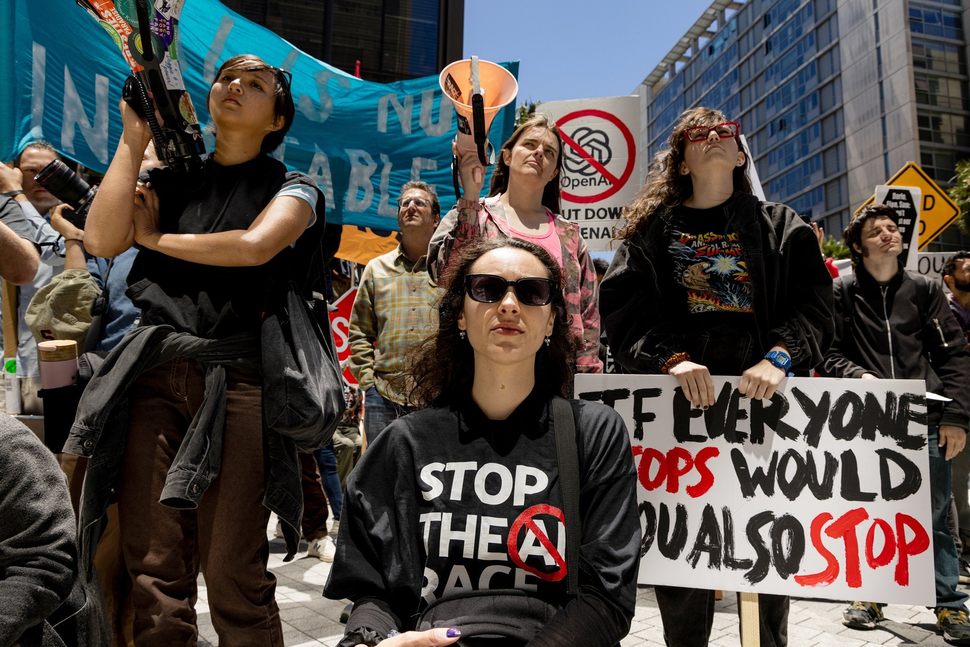 Demonstrators Protests Outside AI Company Offices In San Francisco
Autor: Bloomberg via Getty Images